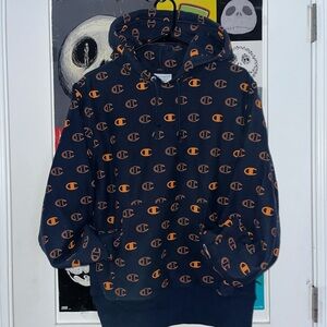Navy blue Orange champions logo HOODIE